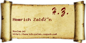 Hemrich Zalán névjegykártya